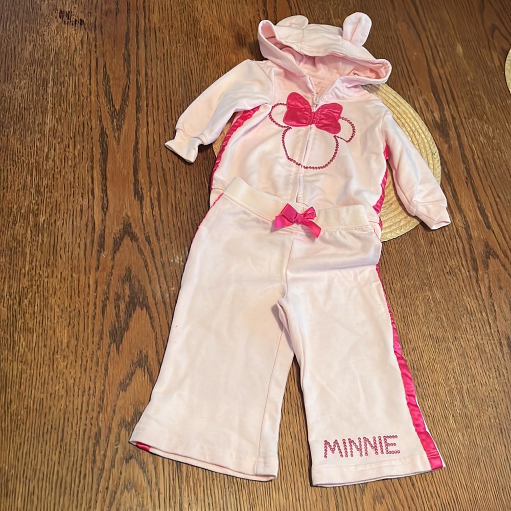 Disney light Pink Baby Minnie Joggers Set Size 12m